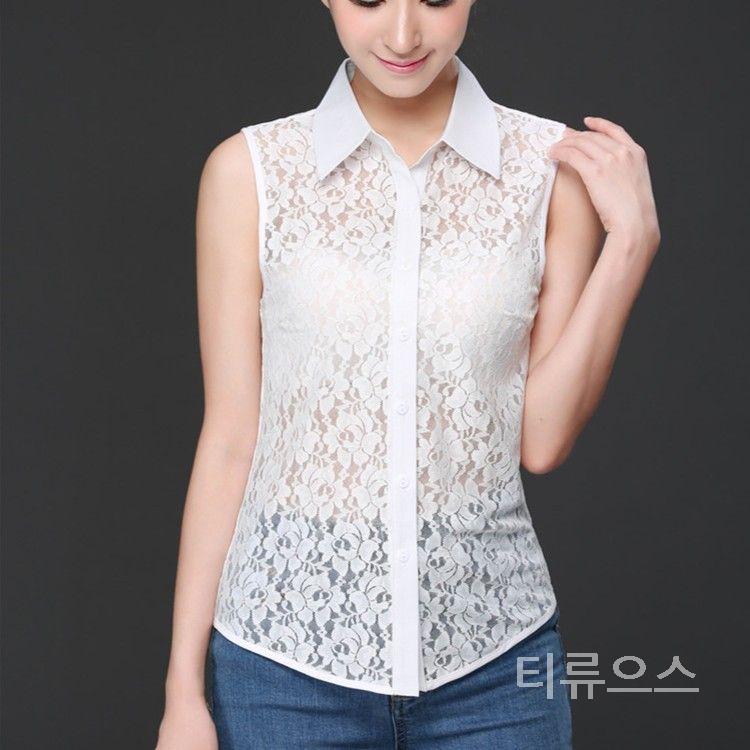 티류으스 여자 민소매 셔츠 조끼 나시 블라우스 카라셔츠 14,670원