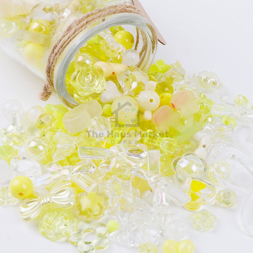 더하우스마켓 컬러 믹스 비즈 DIY 키링 스트랩 만들기 재료 대용량500g, 1개, 옐로우믹스 14,900원