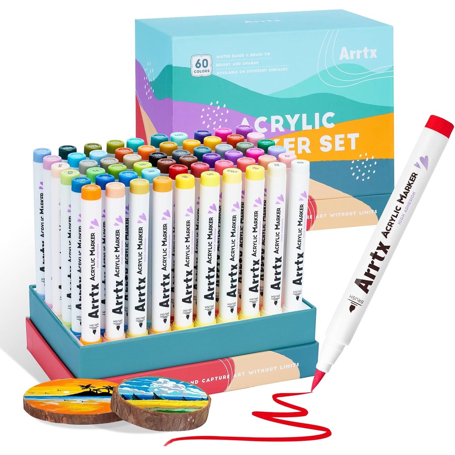 아트엑스 아크릴 마카펜 세트 60색 C 브러시형 생활방수 전문가용, 1개, 60색 59,000원