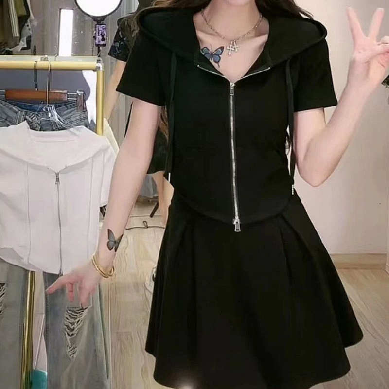 해피유통 여성 투피스세트 캐주얼세트 치마바지+반팔후드 투피스 jhwj 25,580원