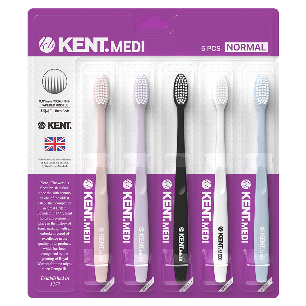 켄트 메디 노멀 헤드 초극세모 칫솔 5종 세트, 5개입, 1세트 23,630원
