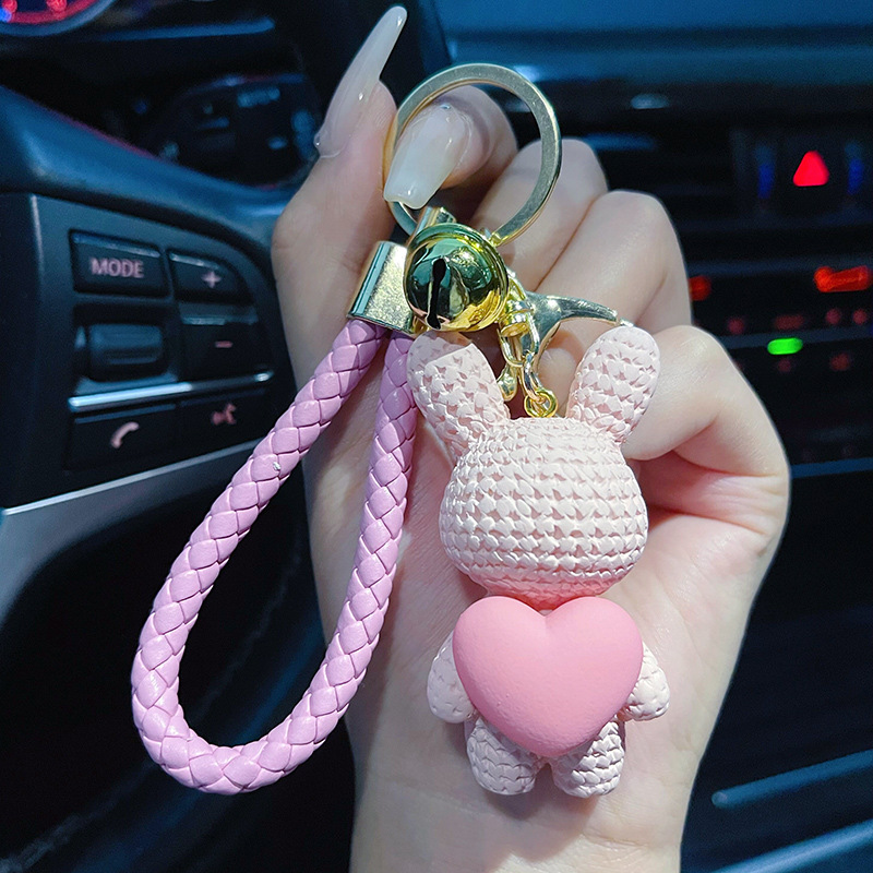도림 심장 쿵쾅쿵쾅 하트 토끼 자동차 키링, 1개, 핑크 4,900원