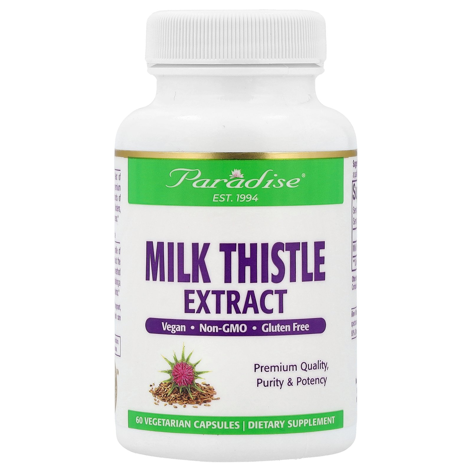 Paradise Herbs, Milk Thistle Extract, 60 Vegetarian Capsules 250 mg per Capsule 41,400원