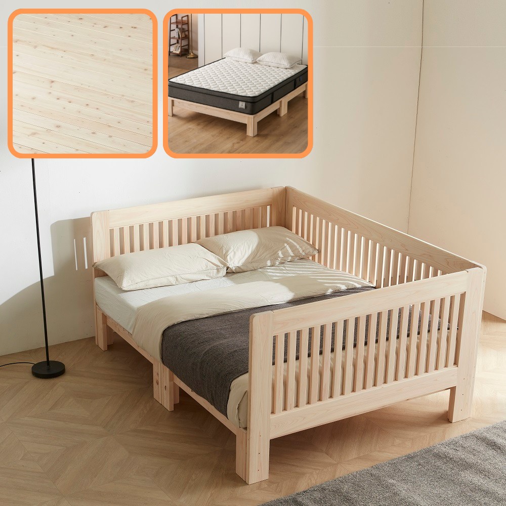 바르숲 유절 (가드3)+루나 평상형 패밀리침대 편백나무 통원목 침대 프레임 매트리스 1,566,000원