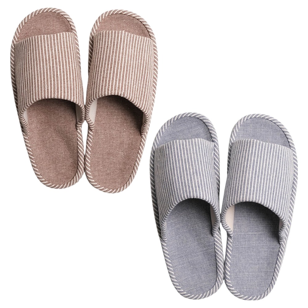 생활백서 도톰 스트라이프 룸 슬리퍼, 브라운 + 블루, 1세트 14,460원