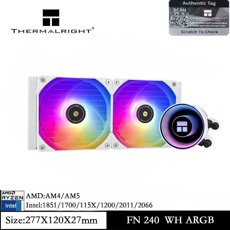 Thermalright Frozen Notte 360 ​​흰색 ARGB CPU 액체 냉각 쿨러 AM5 Intel 1700/115X/2066용 사양 127,800원