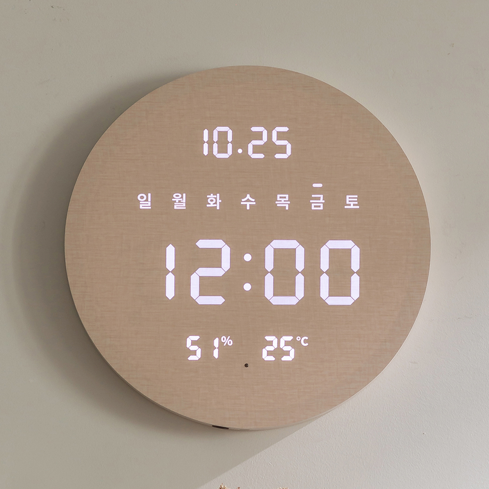 플라이토 무선 루나 데이 온습도 LED 벽시계 29cm 137,220원