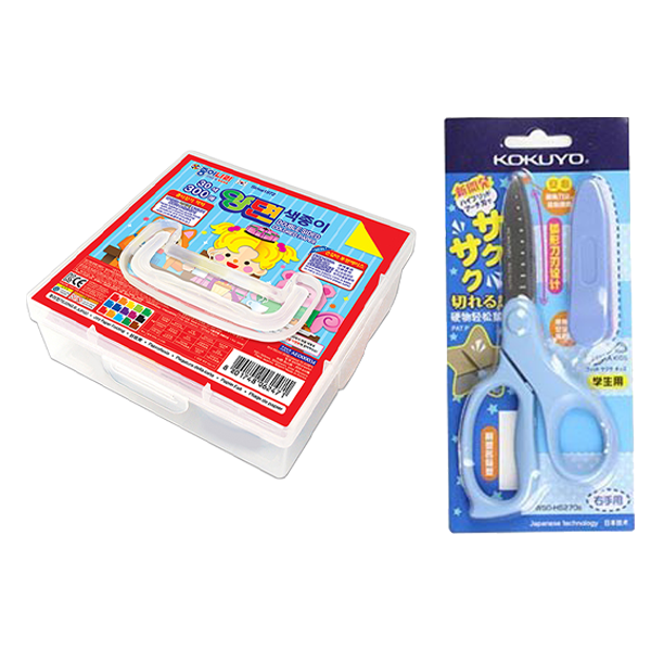 종이나라 11000 양면 색종이 케이스 300매 + 고쿠요 SAXA 플라이 캡 가위 블루 세트 11,950원