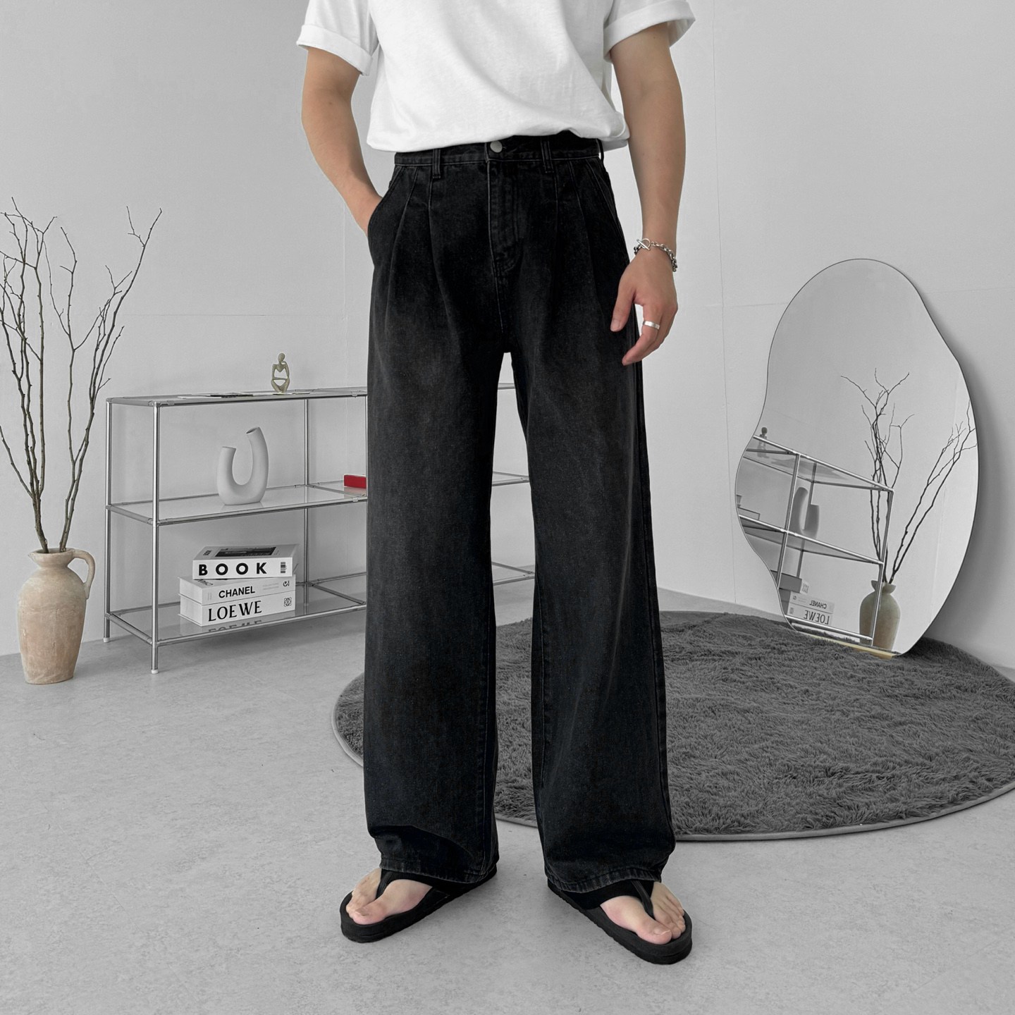 다이나믹피플 남자 투턱 와이드 데님팬츠 청바지 33,900원