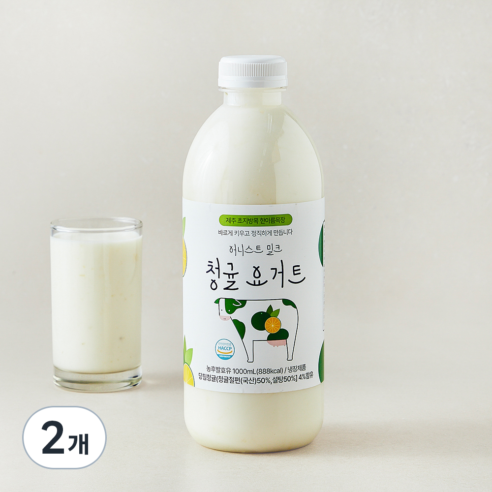 [로켓프레시] 어니스트밀크 청귤 요거트, 1L, 1개입, 2개 23,280원