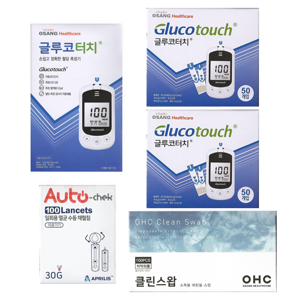 오상헬스케어 글루코터치 혈당측정기 풀세트 (기계세트+시험지 100매+채혈침110개+알콜솜100매) SW 26,900원