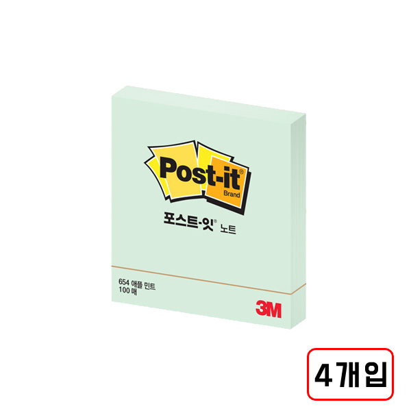 3M)포스트잇(654/76*76mm) 4개입, 애플민트 21,100원