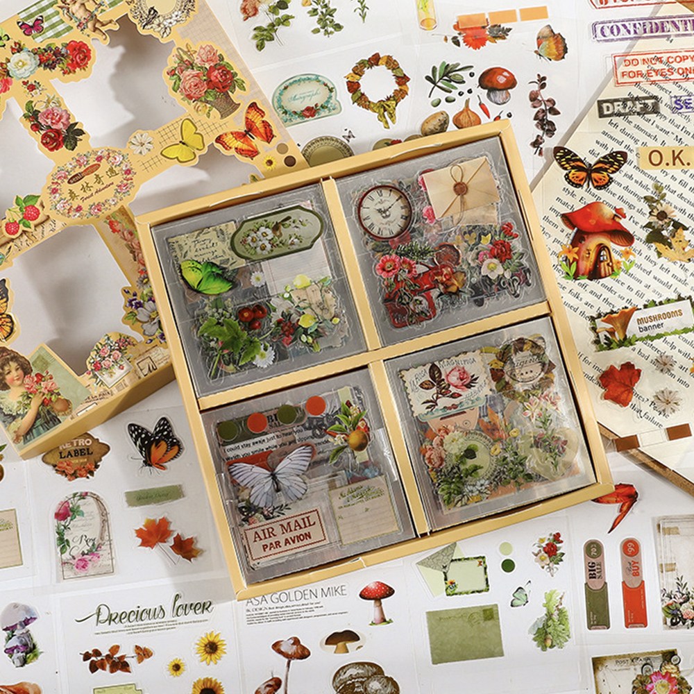 심쿵하니 빈티지 감성 다이어리 다꾸 스티커 100매 세트, 1개, 혼합색상 6,900원