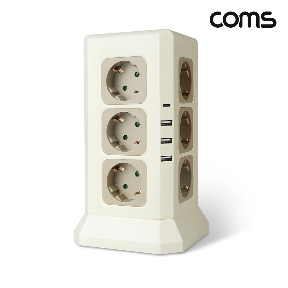 고용량 16구 타워멀티탭 4000W 타워형 멀티탭 안전 12구 + 4구 USB충전기 전원 콘센트 플러그 2M 58,500원
