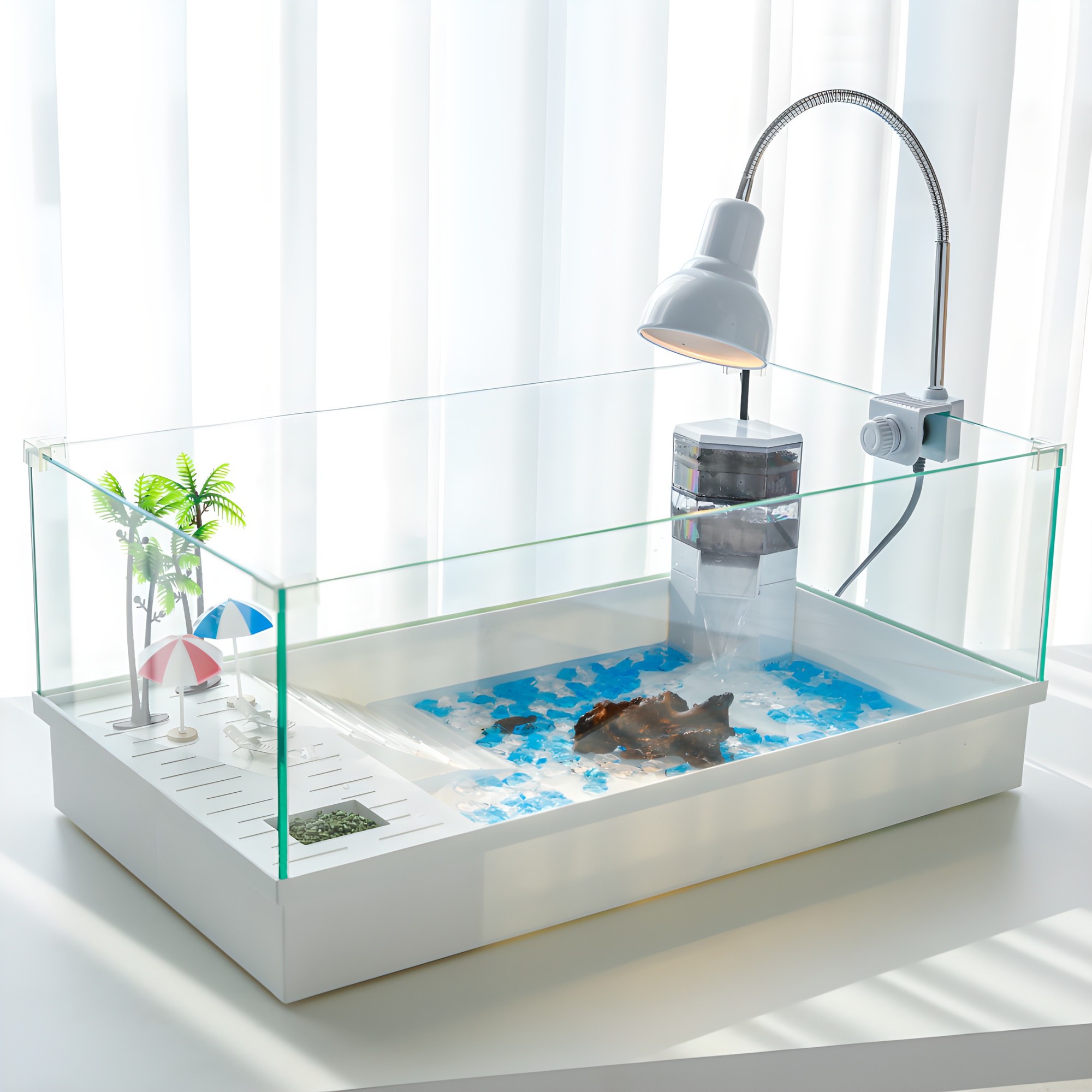 거북이 아일랜드 어항 반수생 수조 집 키우기 세트 수족관 육지 미니, 1개 36,800원