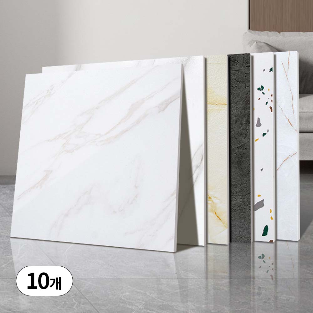 ZIPAN 셀프로 붙이는 접착식 바닥 데코타일 60cmx60cm 1평(10장) 사무실 거실 현관 베란다 주방 대리석문양 타일, 데코바닥타일_243, 10개 30,800원