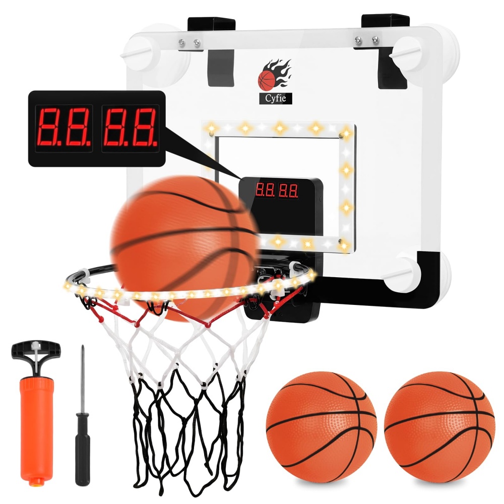 CYFIE 벽걸이형 미니 농구대 어린이 실내 농구골대 세트 흡착식 자동 스코어링 (LED 라이트 포함) 33,600원