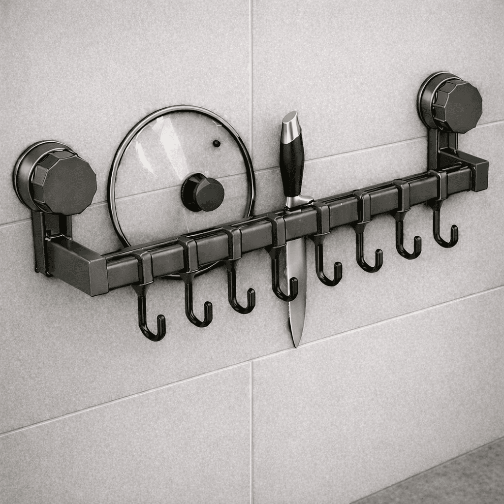 클릭핏 무타공 초강력 흡착식 주방걸이대 40cm, 1개, 쉐도우블랙 15,000원