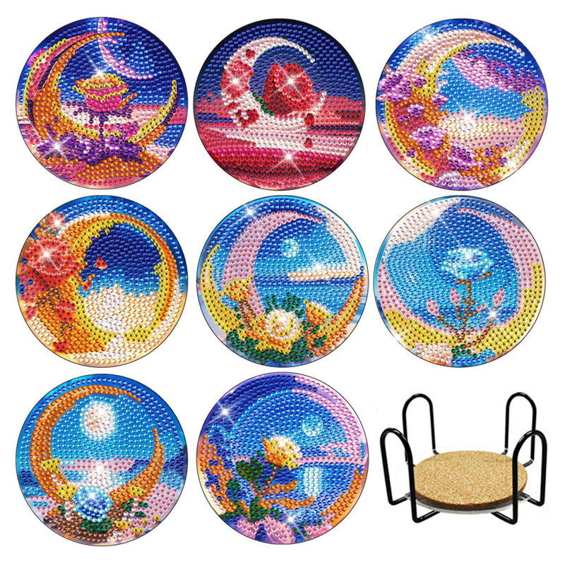 탑피아 DIY 집중력 향상 보석십자수 코스터 8p + 철제선반 세트, BDF03 경화수월, 1세트 19,200원