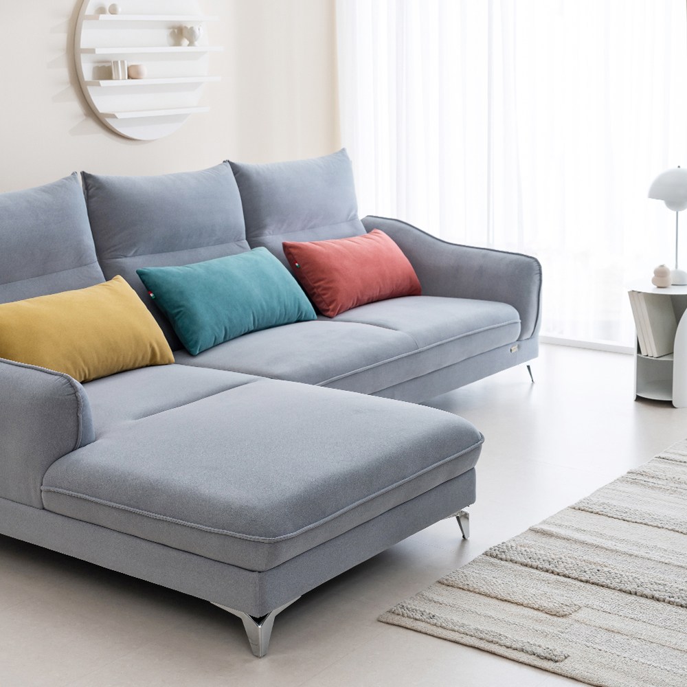 세계로가구 마틸드 4인용 조야 아쿠아텍스 이지클린 패브릭 카우치 소파, 블루그레이 972,000원