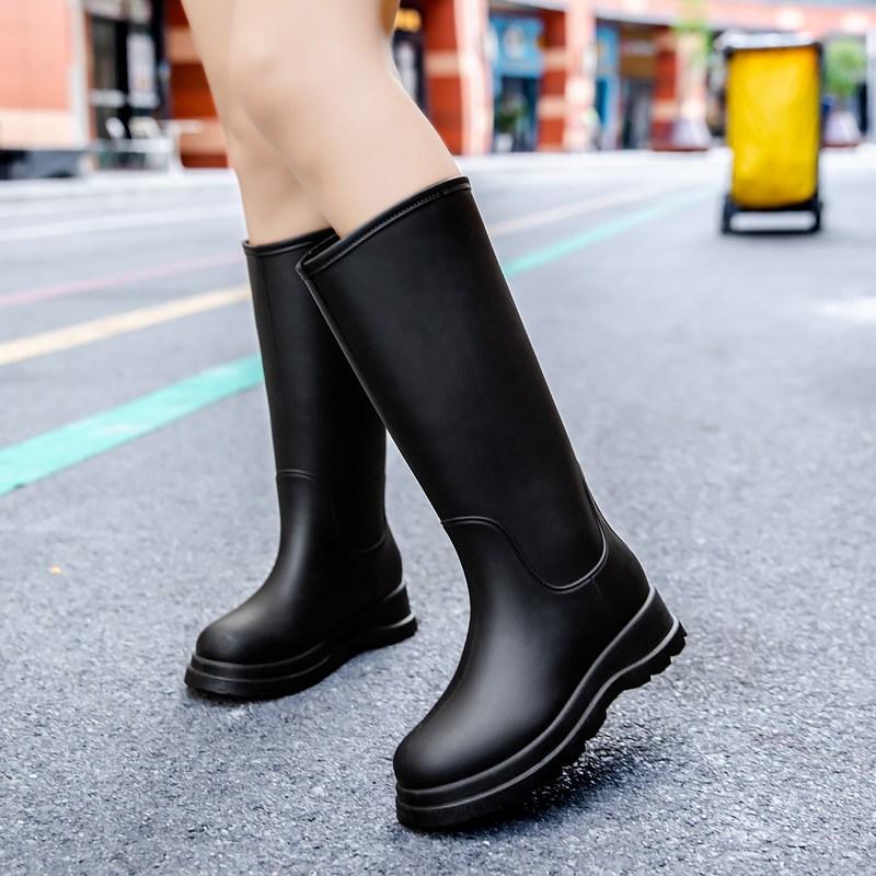 유럽풍 여성용 고급 중&롱 레인부츠 퀸즈 컴포트 힐 프리미엄 레인부츠 스타일리시한 작업용 방수 부츠 21,900원