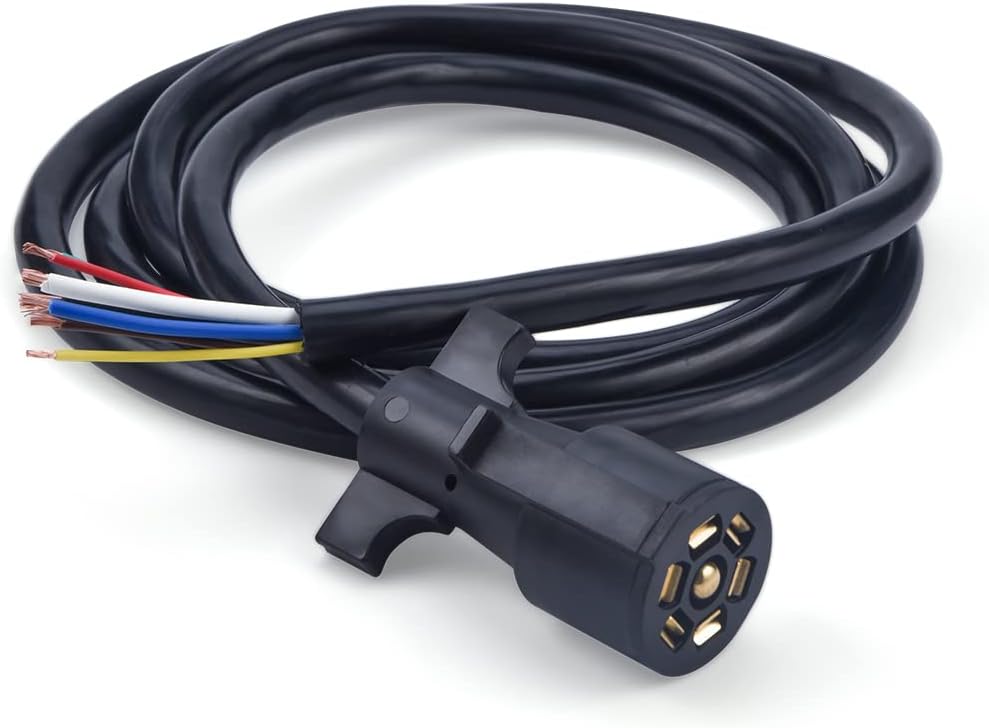BHTOP 8피트 7방향 트레일러 플러그 코드 배선 하네스 7핀 와이어 케이블 브레이크 & 라이트 컨트롤 10-14AWG RV용 7프롱 커넥터 68,670원