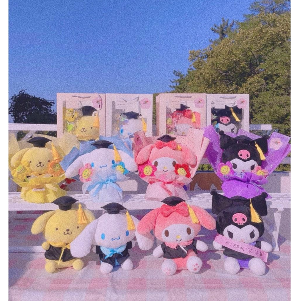 [당일출고] 산리오 학사모 4종 졸업식 인형꽃다발 쿠로미 멜로디 시나모롤 폼폼푸린 졸업선물 29,900원