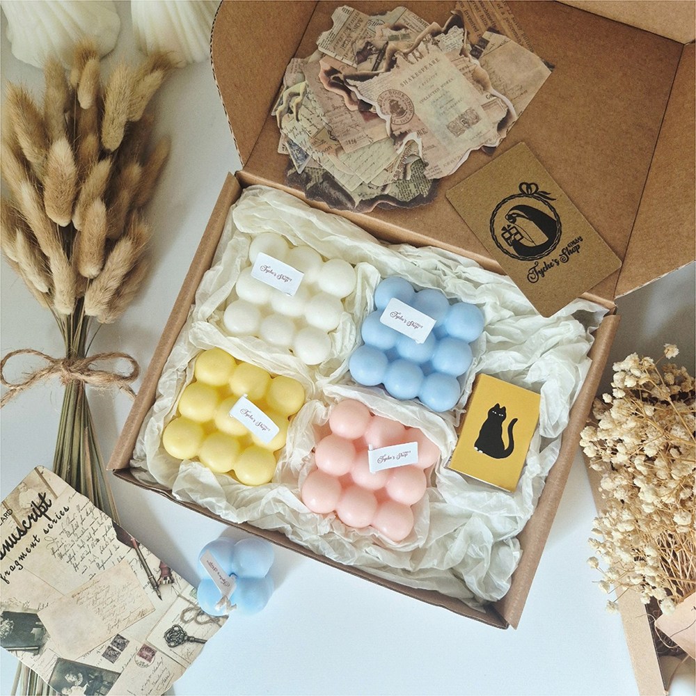 [선물세트] 150g 큐브캔들4개+성냥1갑+감성선물포장 센스있는 답례품 오브제향초 집들이선물 25,600원