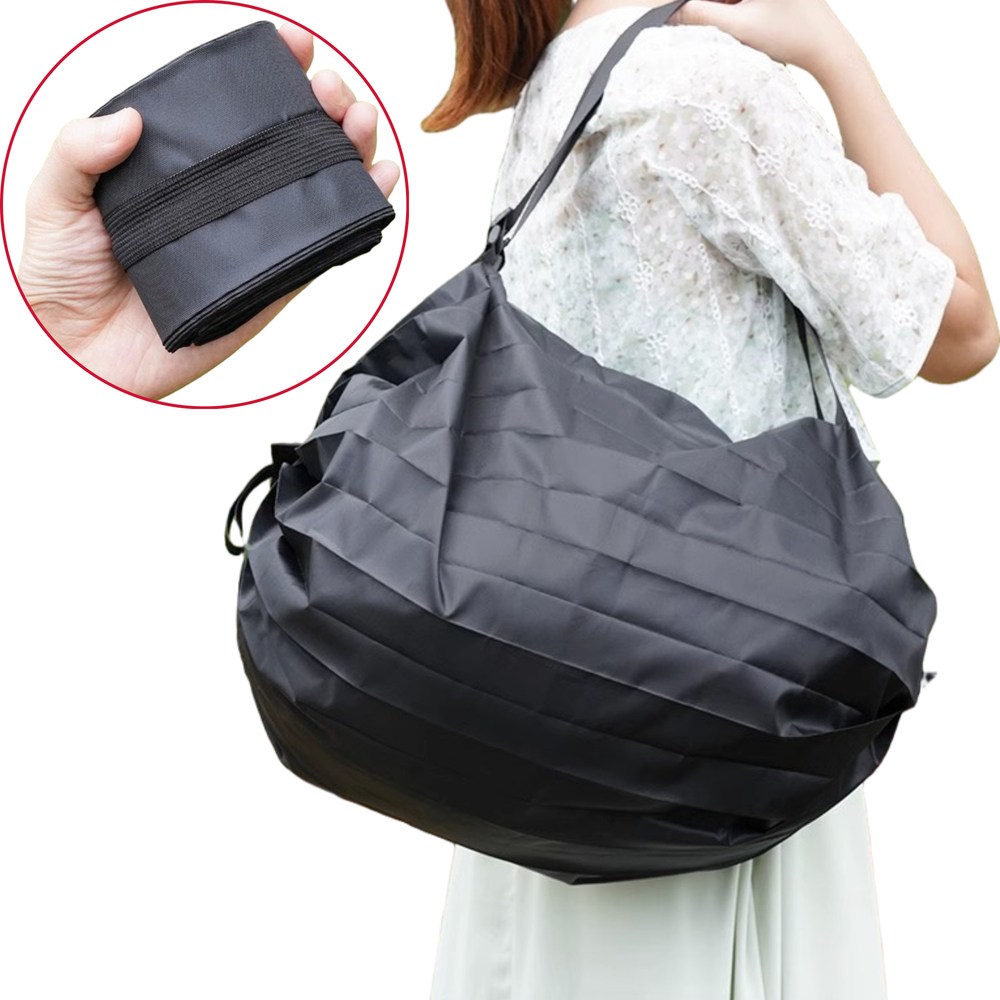 로비첸 접어쏙 포켓 휴대용 장바구니 접이식 시장 가방 쇼핑, 1개, 다크 블랙 11,000원