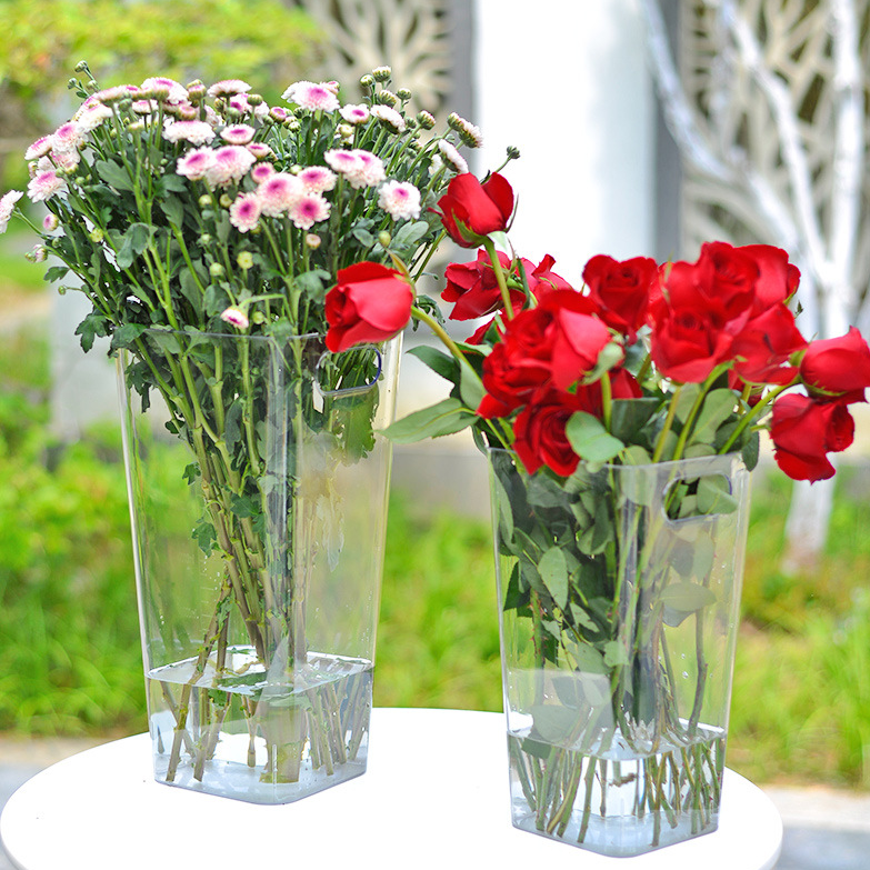 비비드하우스 깨지지 않는 아크릴 대형 꽃집 화병 사각손잡이, 투명 10,840원