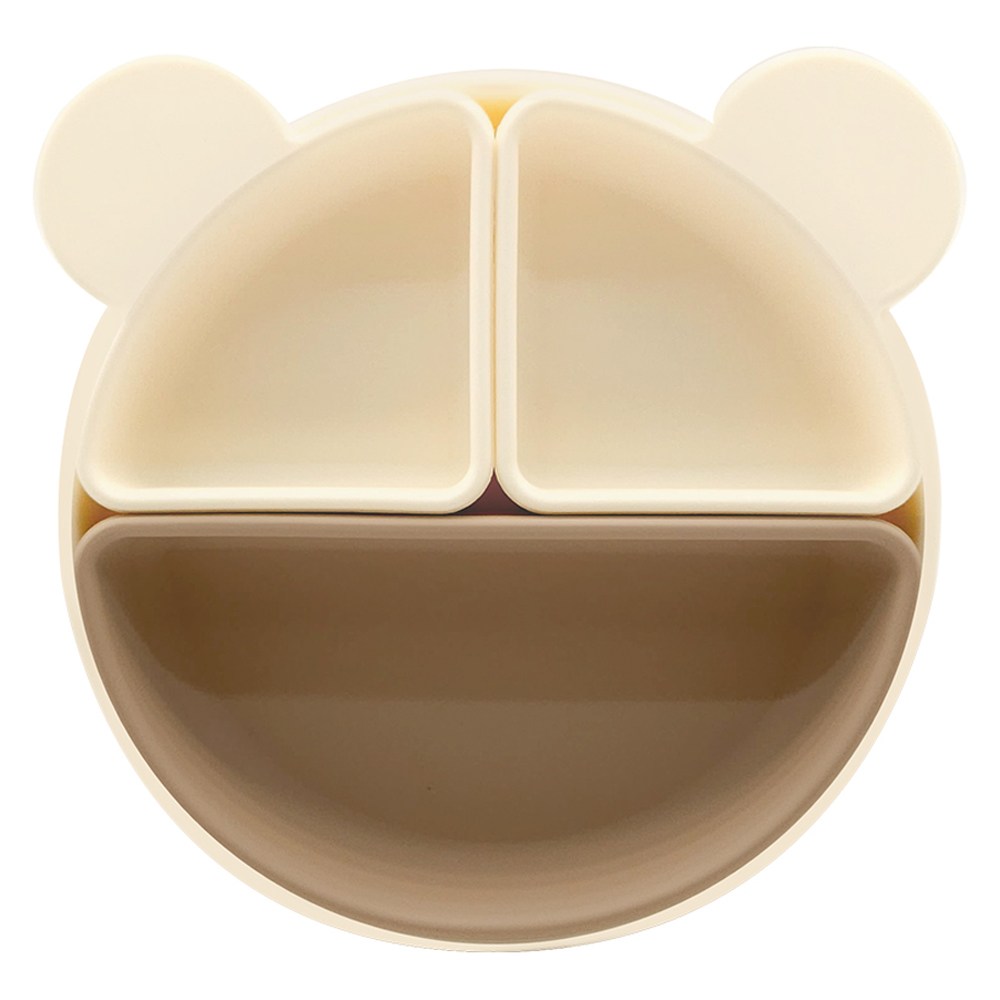 허밍베베 실리콘 이유식 얌얌 곰돌이 3구 흡착 식판, 1개, 화이트 브라운 19,800원