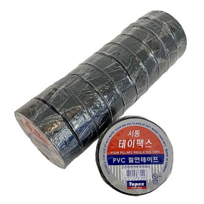 테이팩스 서통 전기 절연 테이프 19mm X 20M 18yds 검정 흑색, 10개 7,500원