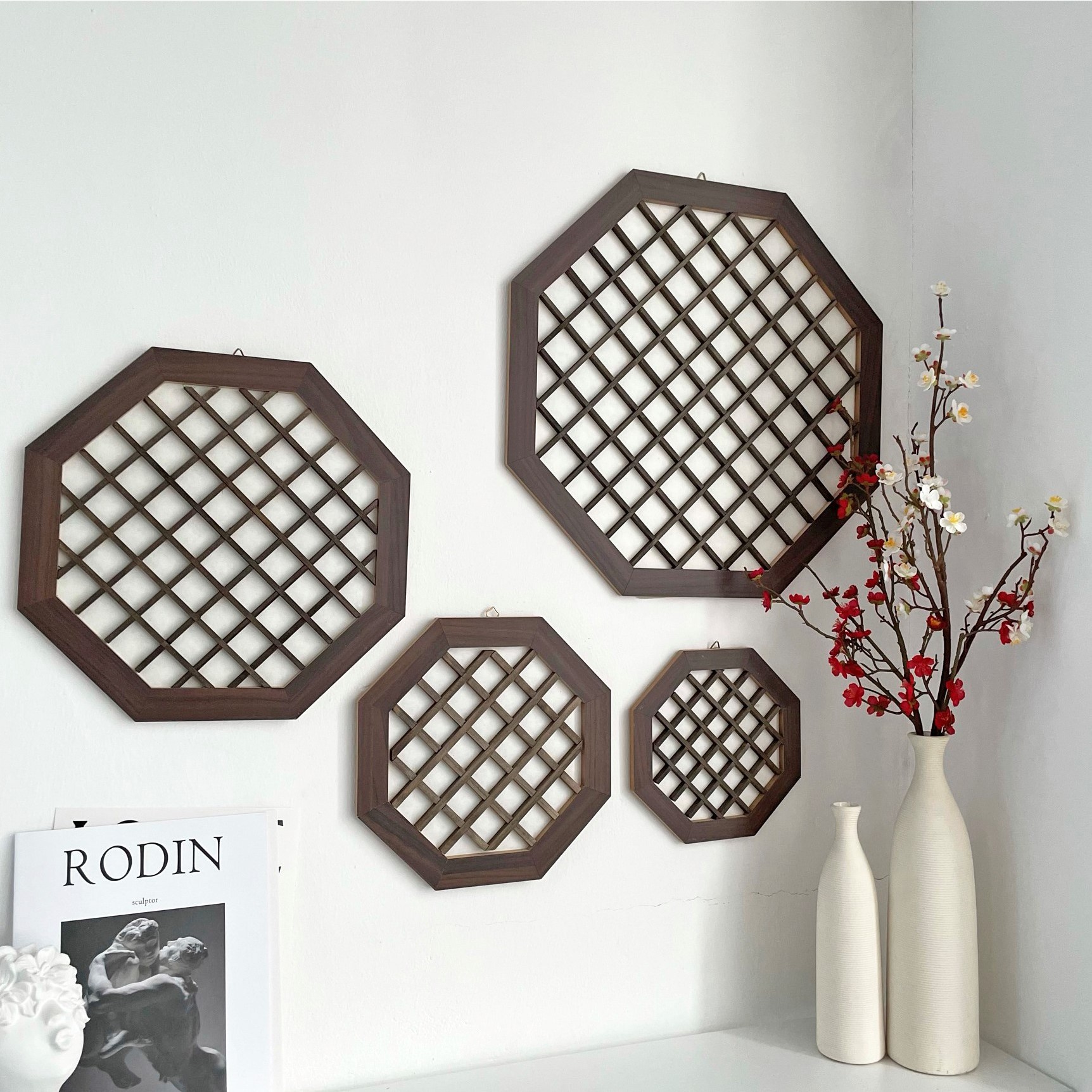 하이오브제 팔각문 창살 전통 창호 문짝 육각형 한옥문 벽장식 소품 문창살 21,500원