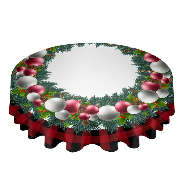 크리스마스 식탁보 홈카페 파티 테이블보 격자 무늬 소나무 바늘 랜턴 라운드 방수 웨딩 장식 테이블 커버,, 없음, 9.HZF90239 - 153x305cm Tablecl, 1개 77,800원
