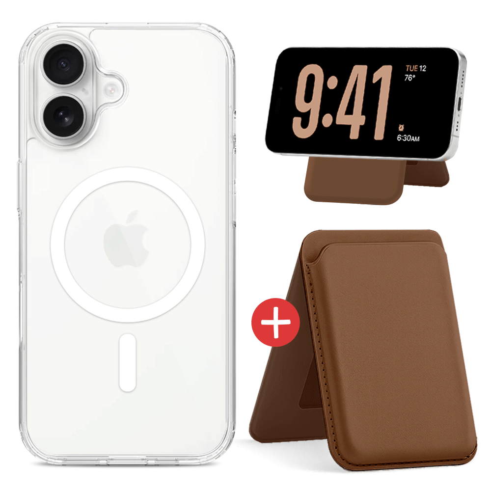 뷰씨 마그네틱 자력 UP 맥세이프 케이스 + 카드 3장 수납 가죽 홀더 지갑 거치대 세트 14,900원