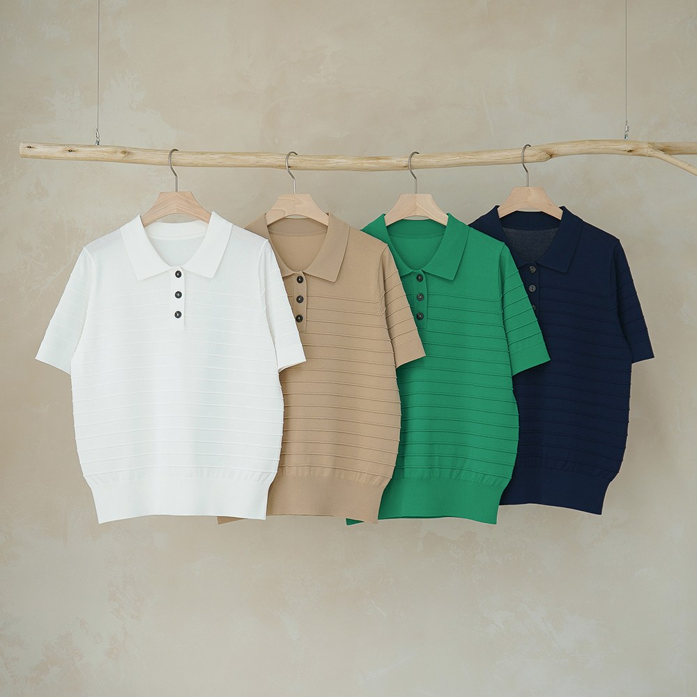 니트코어 여성 여름 베이직 카라 반팔 니트 카라티 카라넥 니트티 티셔츠 반팔티 22,900원