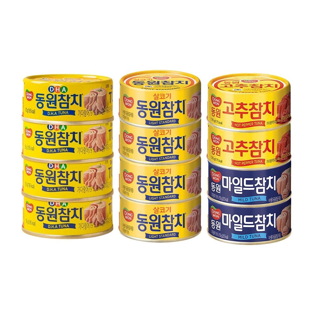 동원참치 살코기135g4캔+고추135g2캔+마일드150g2캔+DHA135g4캔 총12캔 31,590원