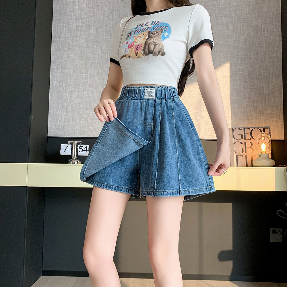 여성용 데님 반바지 여름 A라인 허리밴딩 여유핏 치마바지 20,600원