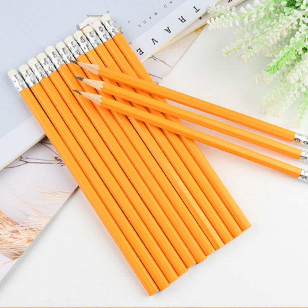 올템 HB 심플 육각 오피스 노랑 지우개 연필, 100개입, 화이트 12,900원