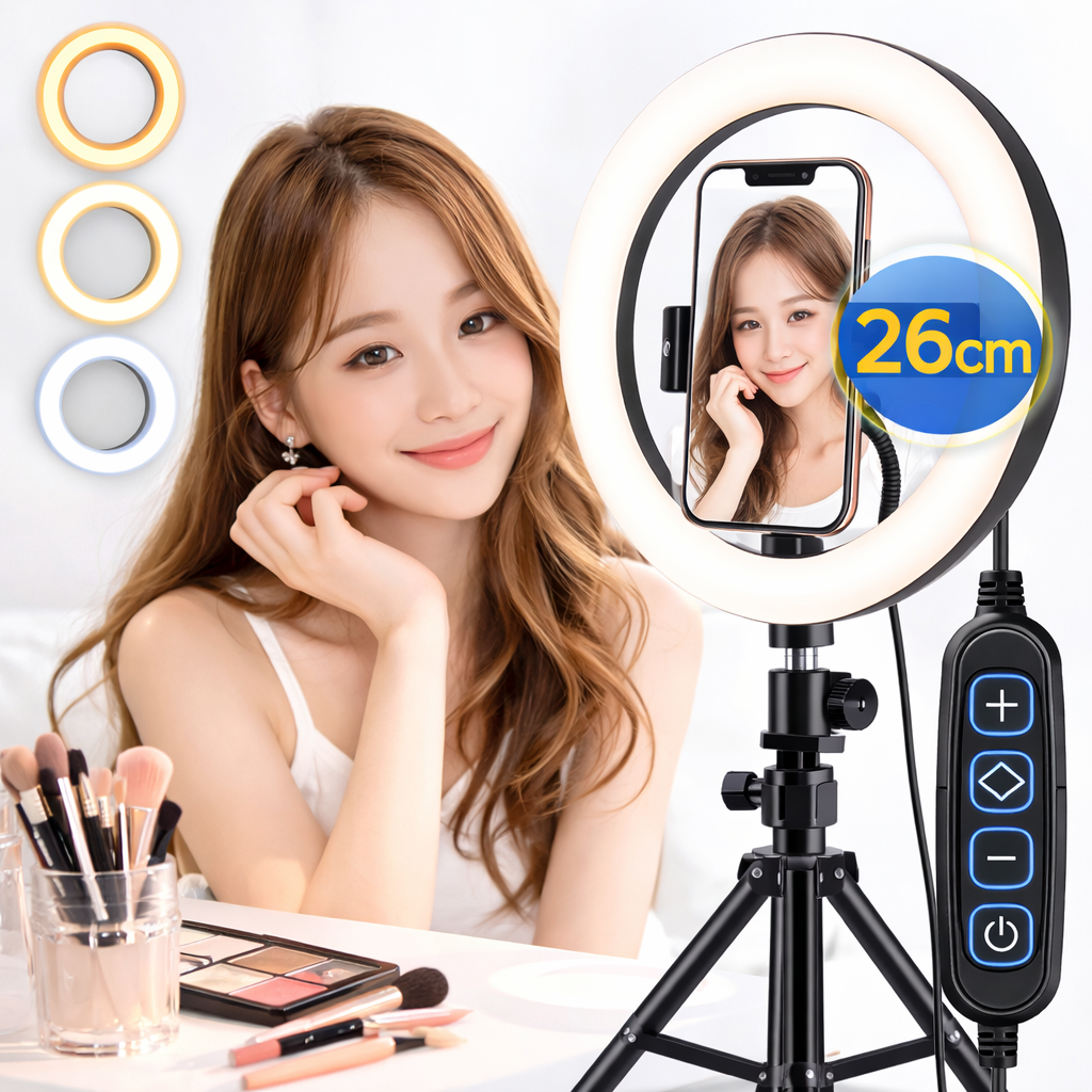 레츠팡 LED 링라이트 26cm 촬영용 조명 삼각대 유튜브 방송 스마트폰 거치, 1개, RP-2621H 29,900원