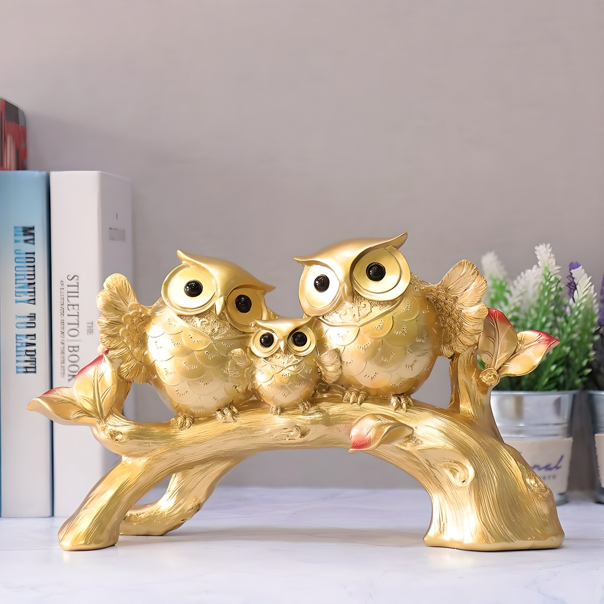 골드디자인 재물듬뿍 골드 부엉이 돈나무 장식품 풍수 인테리어 소품 개업선물, G30 47,000원