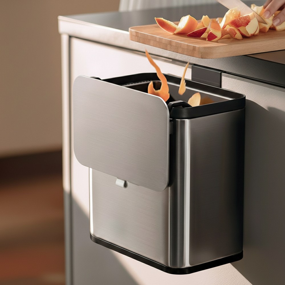 IDEA1st 무타공 걸이형 주방 스테인리스 음식물 쓰레기통, 다크실버, 1개 29,000원