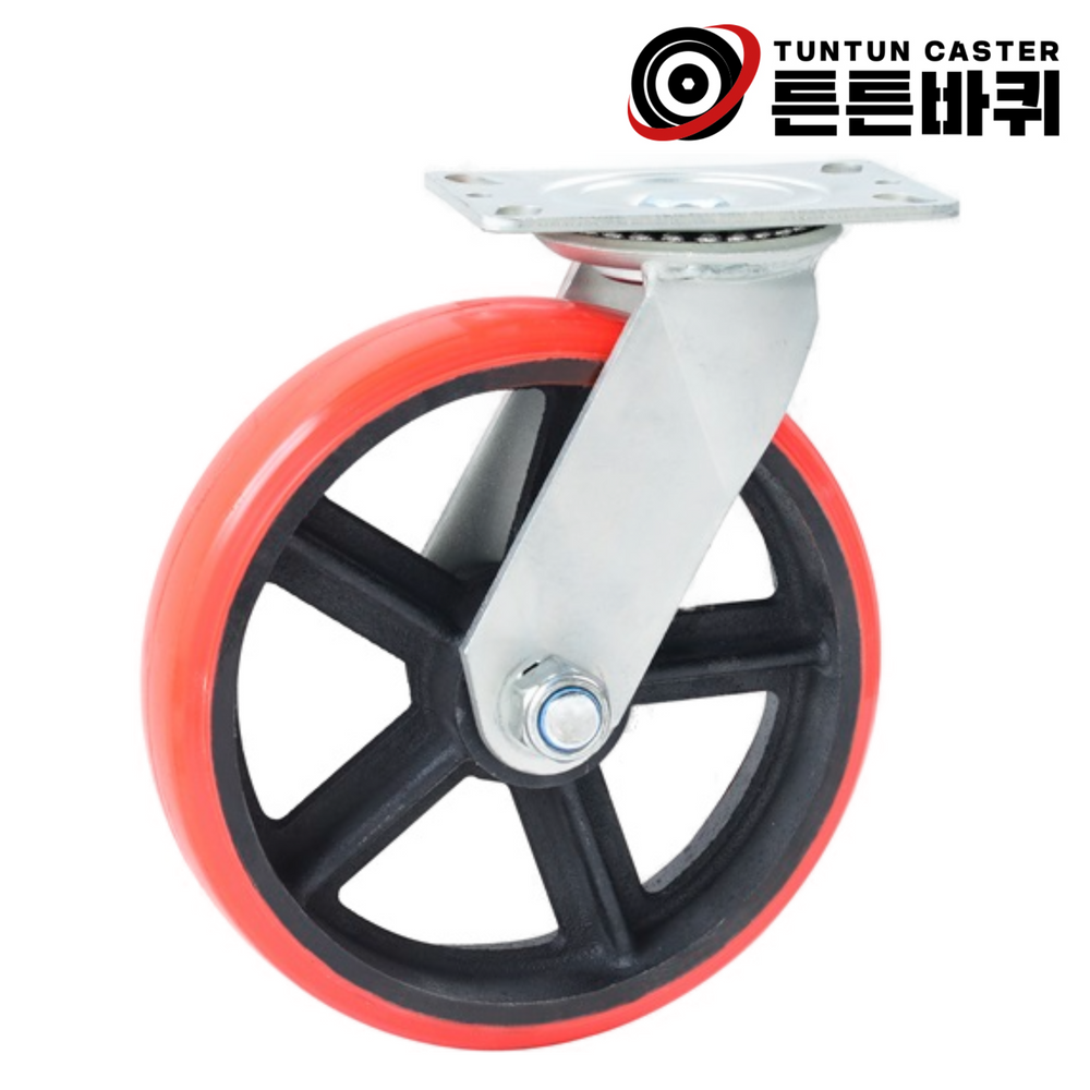 25cm(10인치) 600kg 회전형 우레탄 바퀴 고중량 고하중 산업용 캐스터 폭60mm 38,200원