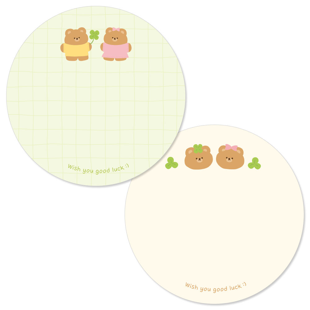 [꼬모멜로소] 클로버베어 2종 원형 메모 스티커 5,980원