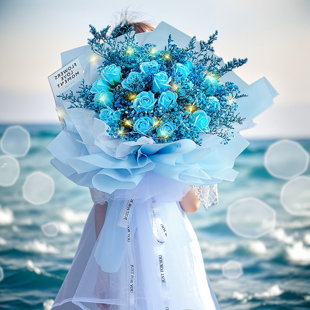 아르띠콜로 중 대형 비누 장미 꽃 안개 드라이 플라워 꽃다발+ LED 램프 41,320원