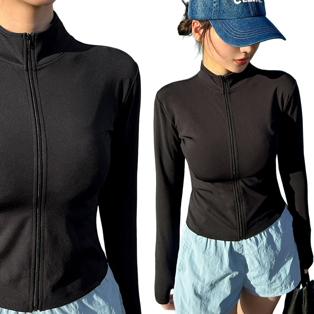 5컬러+3사이즈 UPF50+ 스토미 래쉬가드 슬림핏 하이넥 집업 긴팔 여행 여름 여성 여자 상의 비치웨어 스윔웨어, 블랙 31,800원