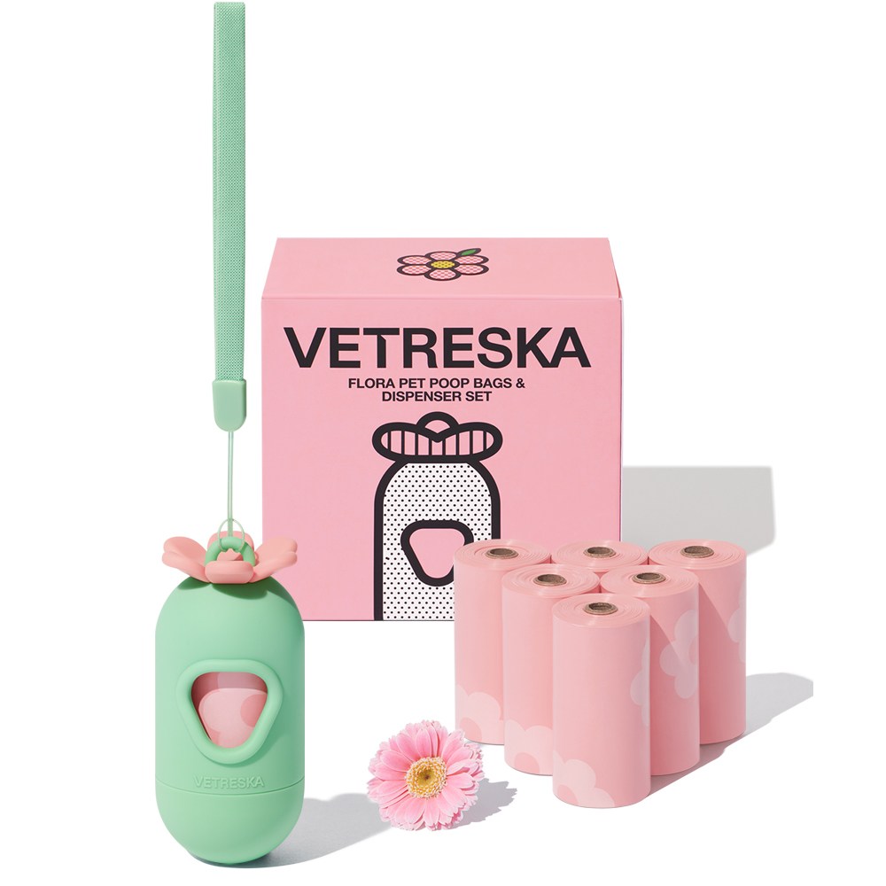 VETRESKA 플로라 강아지 향기나는 배변봉투 풉백 디스펜서 세트(라벤더향), 세트구성(디스펜서1개+풉백7롤), 1세트, 1개입, 현재가 13,000원