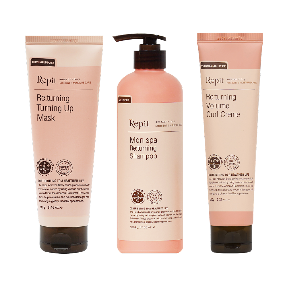 [공식] 레삐 리터닝 볼륨 업 샴푸 트리트먼트 컬크림 쓰리스텝 세트 + 프로 어메니티 3종 증정, 1세트 108,000원