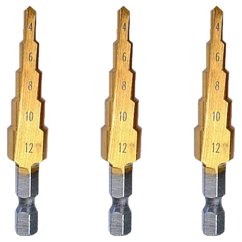 공구엔 철판 파이프 확관 타공 일반형 스텝드릴 비트 4~12mm, 3개 6,700원