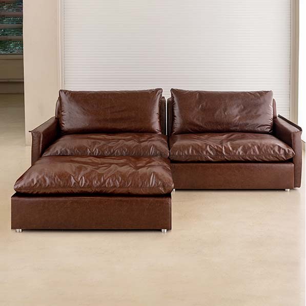 가죽소파 감탄 구스 이태리 내추럴 통가죽 천연면피 소가죽 모듈 소파 전체가죽 3인용 4인용 PH.10 5,990,000원